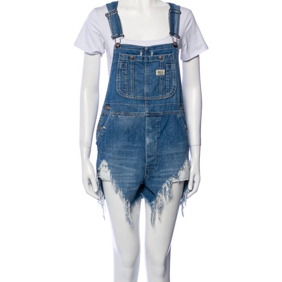 R13 Denim - R13 Short Denim Overalls Blue